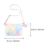 PRETYZOOM Tie Dye Furry Plush Crossbody Shoulder Purse Rainbow Faux Fur Handbag for Mothers Day Women Wallet Bag